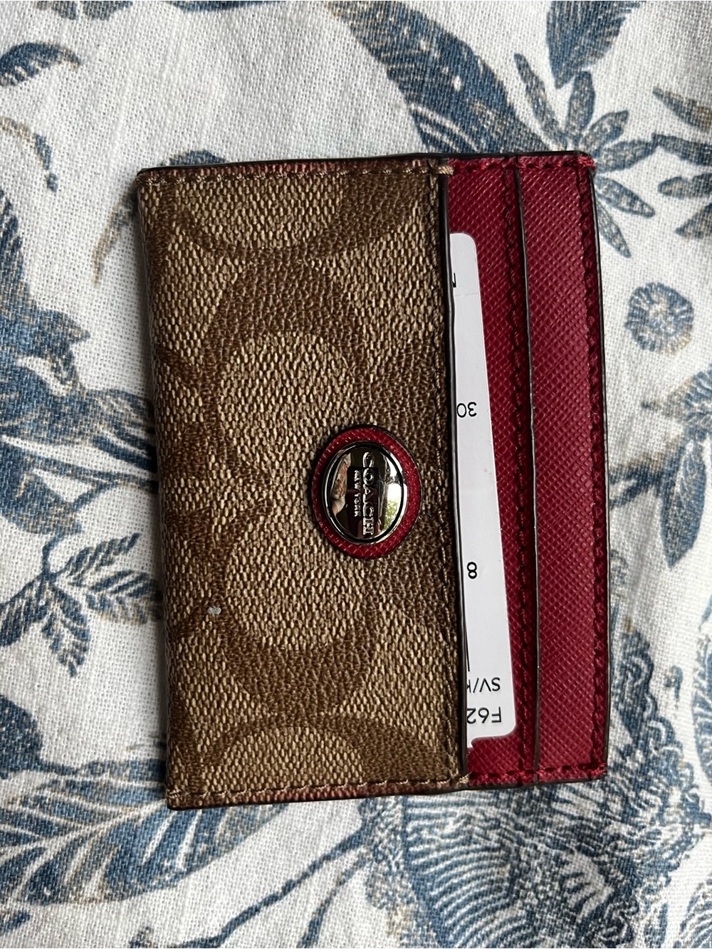 Coach Brown Signature Canvas Wristlet with Red Trim and Card Case - Picture 4 of 16